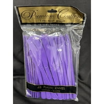 Purple Plastic Knives Premium Cutlery 48Ct