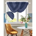 thumbnail image 3 of Navy Blue Striped Sheer Waterfall Valance Curtains for Window, Vintage Stripes Ombre Rod Pocket Sheer Topper Swag Curtains for Living Room, Kitchen 38.5"W x 47.2"L, 1 Panel, 3 of 7