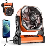 Camping Fan with LED Lantern, 20000mAh Rechargeable Battery Operated Outdoor Tent Fan with Light and Hanging Hook, 4 Speeds, Personal USB Desk Fan for Camping, Power Outage, Hurricane, Jobsite