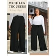 thumbnail image 6 of SWQZVT Womens Pants Plus Size Cargo Pants for Women Wide Leg Elastic Waist Drawstring Pants With Pockets loose Comfy Lounge Pants 3XL, 6 of 7