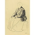 thumbnail image 2 of Karl Wiener 18x24 Black Ornate Framed Double Matted Museum Art Print Titled: Single Figure (Sketch Sitting Woman), 2 of 5