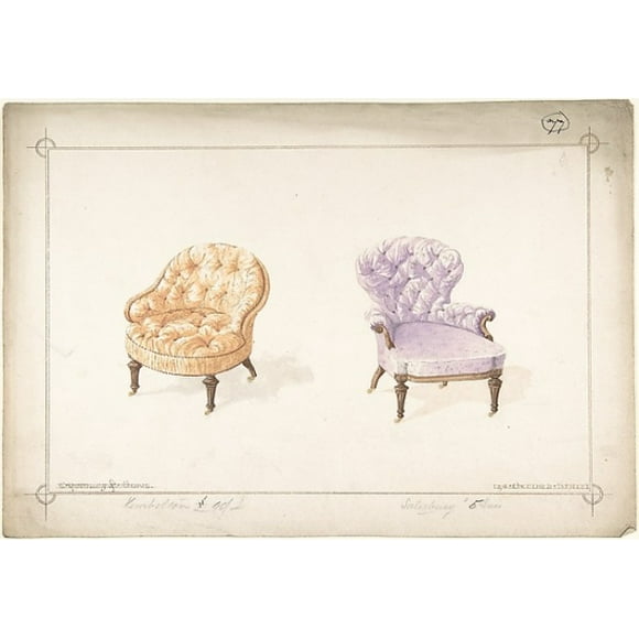 Dessins pour Affiche sur Deux Chaises de Charles Hindley et Fils (britannique, Londres 1841 1917) (18 x 24)