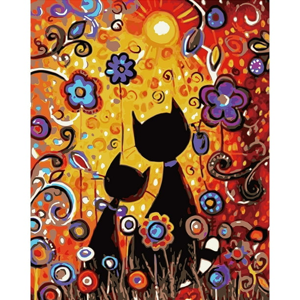 Wdftyju 40x50cm pintura al óleo dos gatos lienzo por números pintura acrílica pintada a mano Wdftyju 3ac7cg8gq0qd6tl9