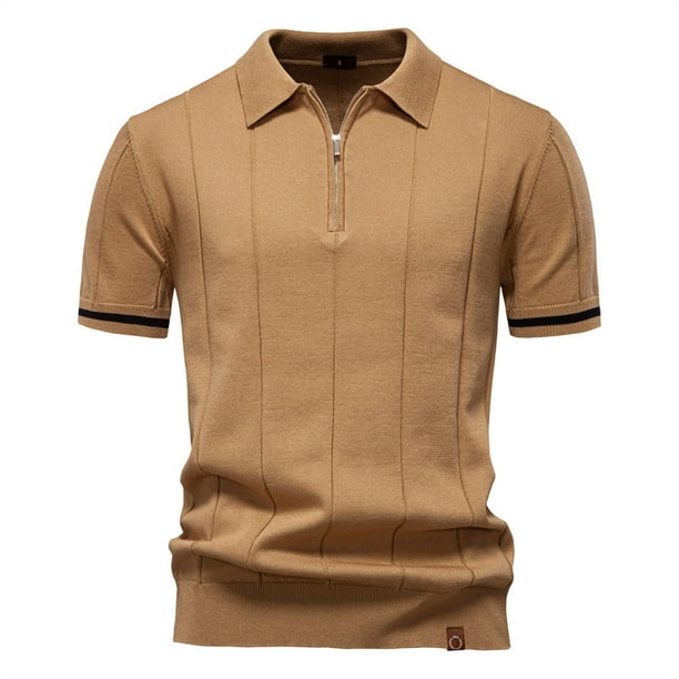 pstuiky camisetas para hombre, Suéter informal de manga corta con cuello vuelto, cómodo y liso para hombre ropa de hombre s