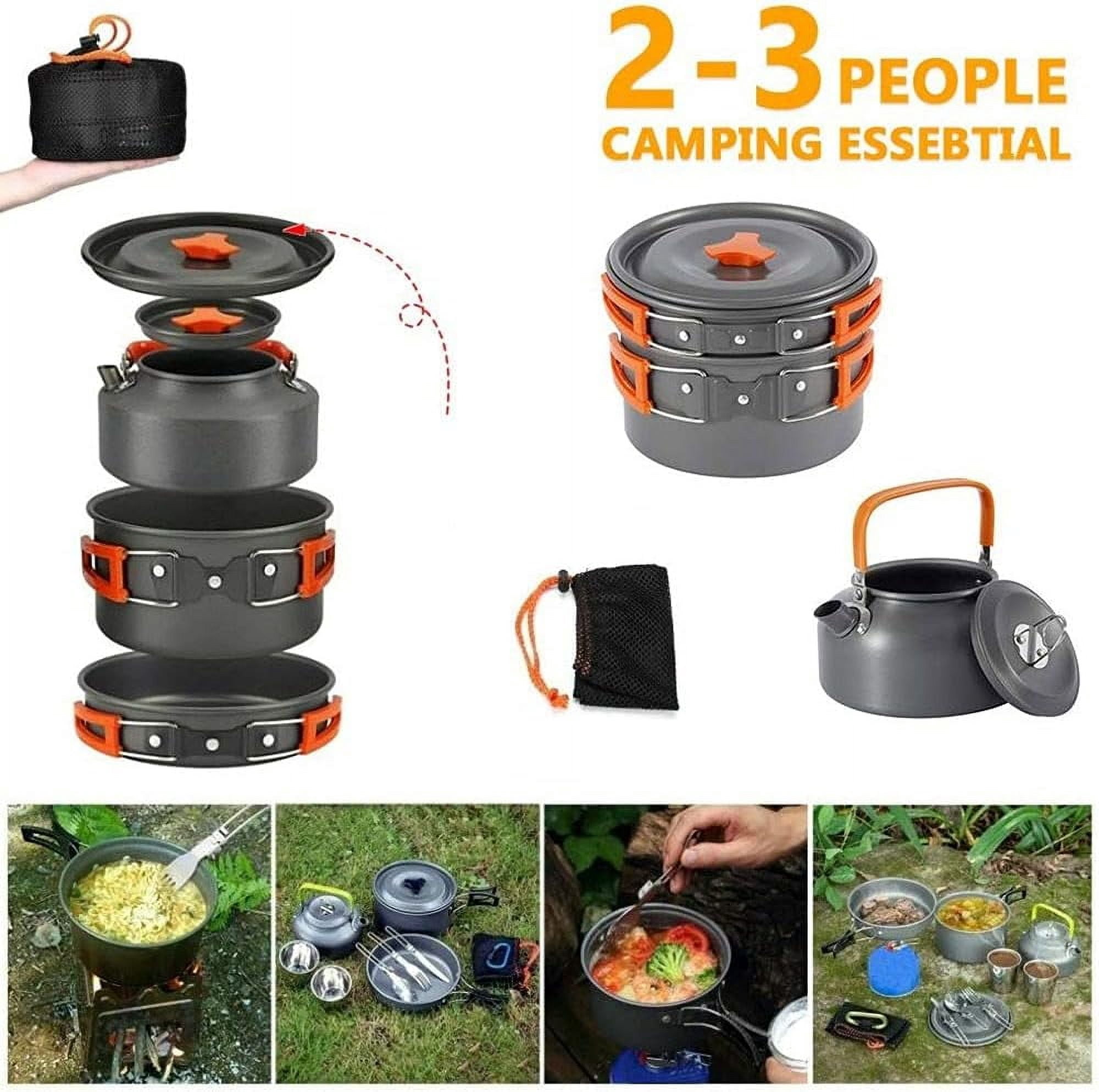 Camping Cookware Kit Outdoor Aluminum Cooking Set Water Kettle Pan Kitchen u Travelling Hiking Picnic BBQ Tableware Equipment