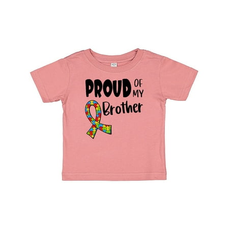 

Inktastic Proud of my Brother Autism Awareness Puzzle Piece Ribbon Gift Baby Boy or Baby Girl T-Shirt
