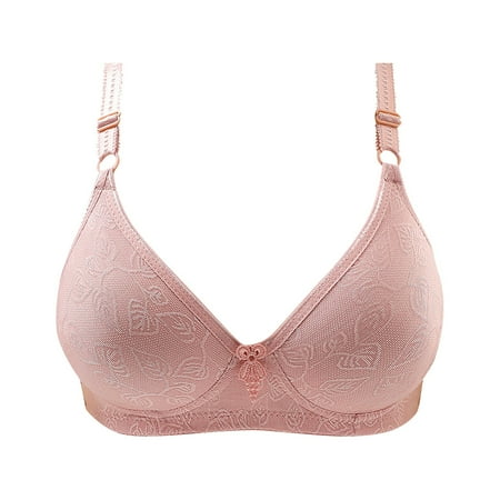 

BIZIZA Women s Bra Full Coverage Adjustable Straps 18 Hour Support Bras Push Up Bralette Pink 38