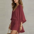 thumbnail image 4 of HBYJLZYG 3 Piece Women's Casual Set V Neck Cami and Loose Cardigan, Drawstring Shorts Summer Beach Outfit, Relaxed Lounge Wear, 4 of 9