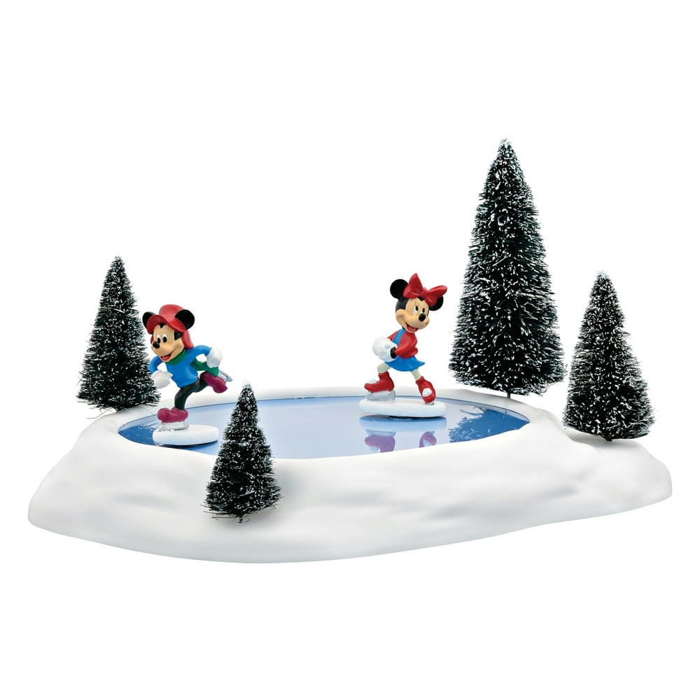 mickey and minnie ice skating figurine