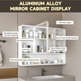 thumbnail image 3 of GZXS 35" x 28" Aluminum LED Mirror Cabinet, Wall-Mount/Recessed Bathroom Medicine Cabinet with Defogging, 3-Color Dimmable LED, Cosmetic Storage Rack & Hair Dryer Holder, White, 3 of 10