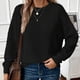 thumbnail image 1 of Suéter de cuello redondo para mujer, informal, liso, tejido, holgado, de manga larga, con cuello redondo, blusa, 1 of 7