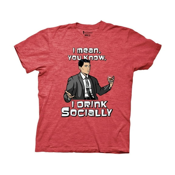 Archer T-Shirt SOCIAL DRINKER Officially Licensed