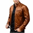 thumbnail image 2 of JOANKDMI Leather Jacket Men Moto Jacket Vintage Motorcycle Biker Coat Stand Collar Full Zip Casual Slim Fit PU Outerwear with Zipper Pockets for Fall Spring, 2 of 8