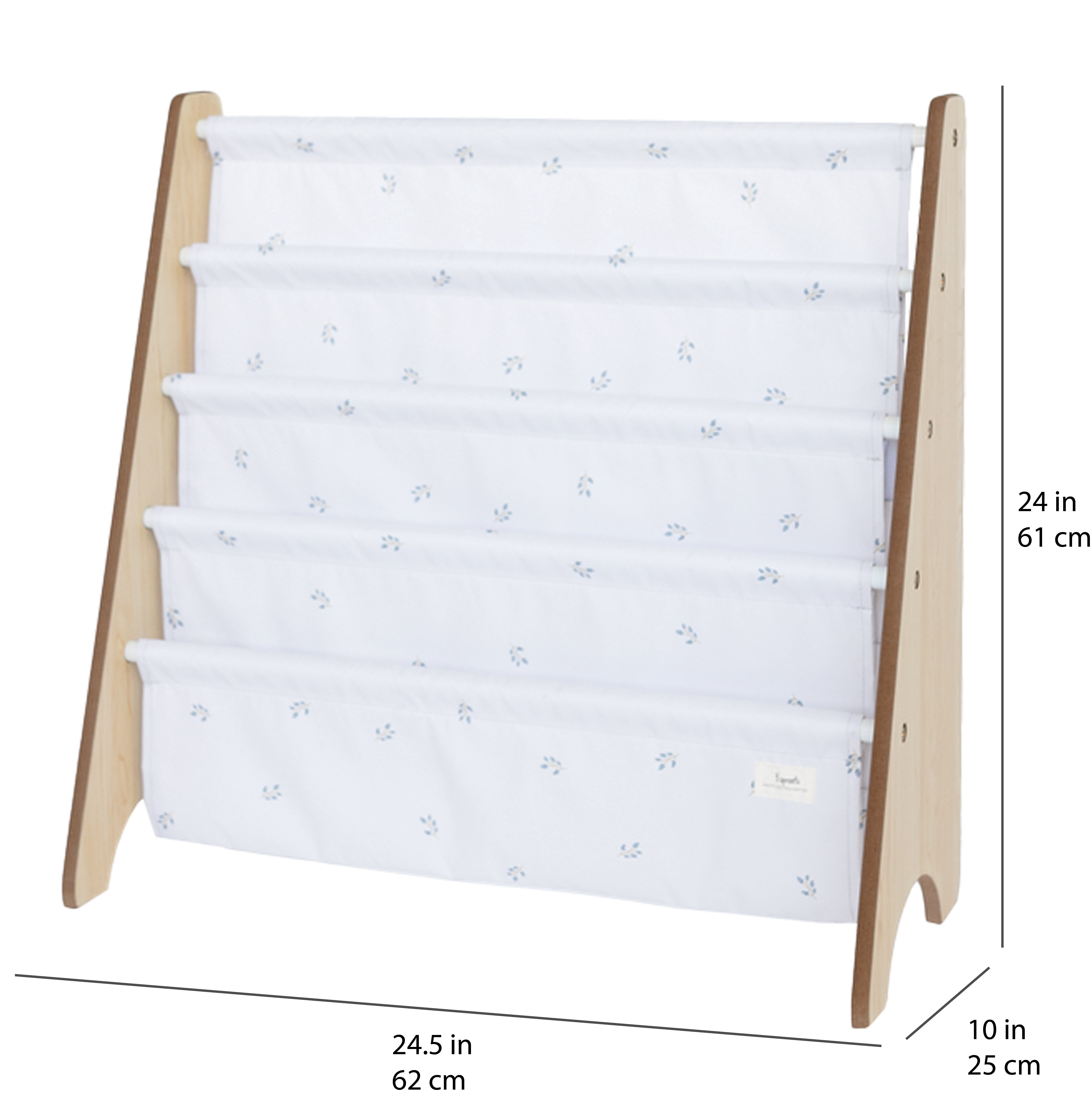 3 Sprouts Recycled Fabric Kids Book Rack Storage Bookshelf Organizer in Blueberry Ivory for Ages 3+