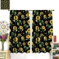 thumbnail image 2 of Sunflower Blackout Curtains Watercolor Yellow Flowers Green Leaves Fall Farmhouse Rustic for Girls Women Bedroom Living Room Bathroom Rod Pocket Decoration Window Drapes 2 Panels W21xL63in, 2 of 6