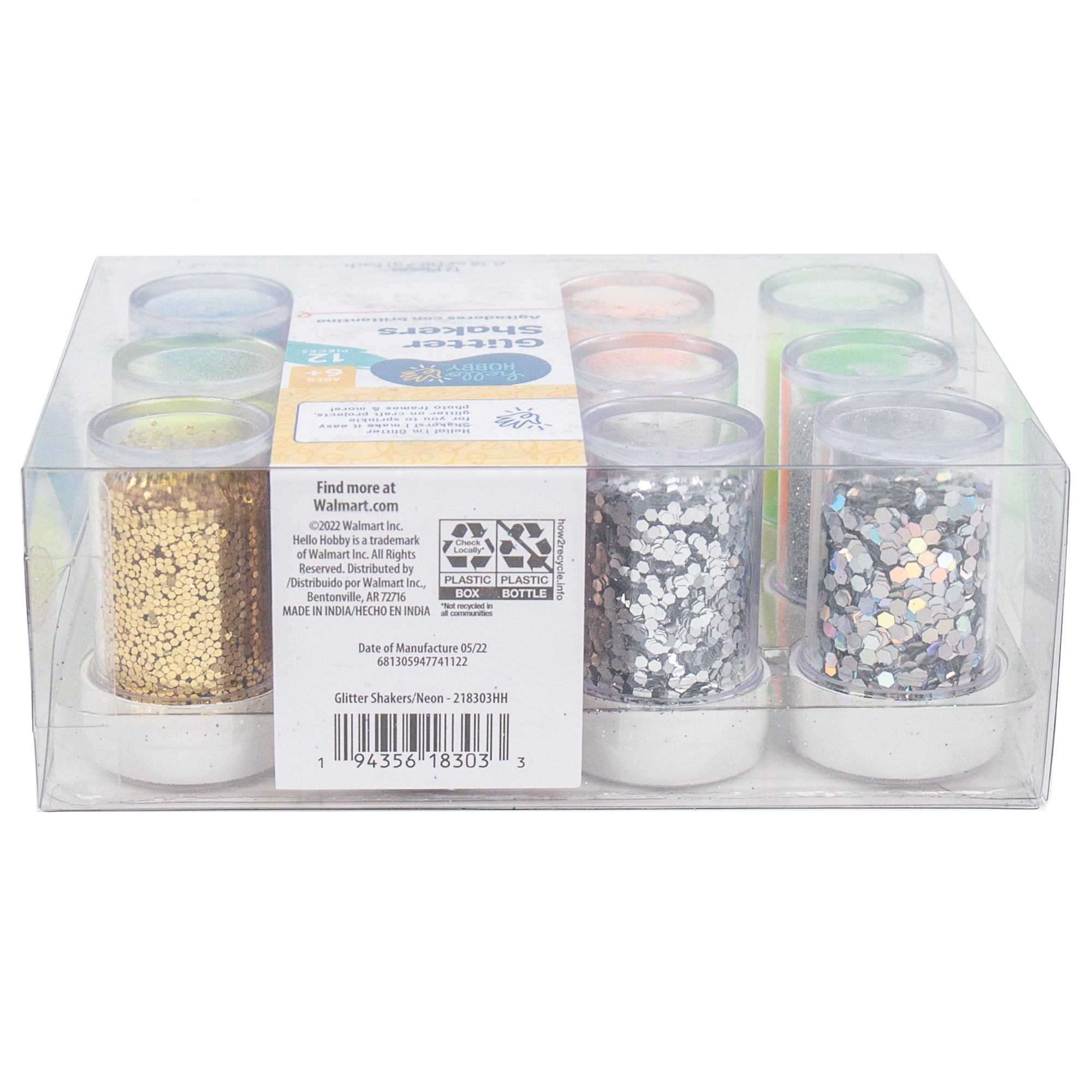 Hello Hobby Neon Glitter Shakers 12-Pack