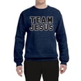 thumbnail image 2 of Wild Bobby Varsity Team Jesus Inspirational/Christian Unisex Crewneck Graphic Sweatshirt, Vintage Heather Navy, Small, 2 of 5