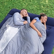 Bestway: Queen Flocked Air Bed - Blue - Inflatable Mattress, 80 x 60 x 8.5, Velvety Sleeping Surface, Coil Beam Support Construction, Indoor-Outdoor