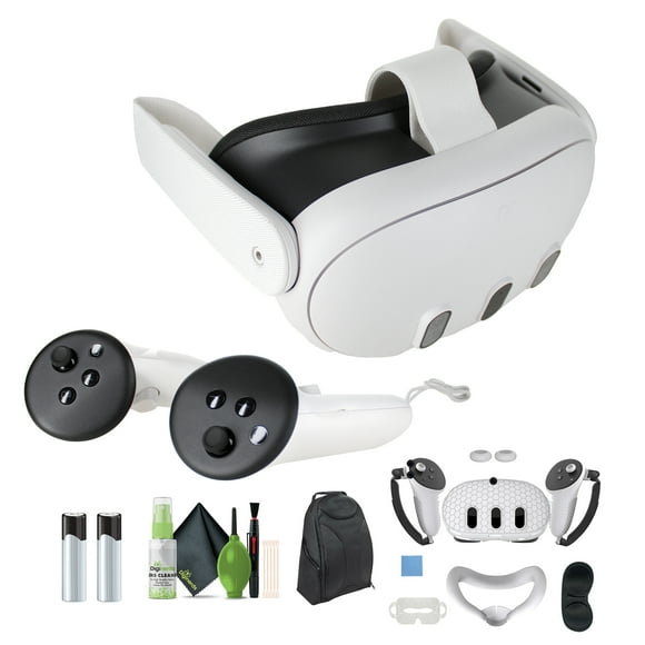 Meta Quest 3 128GB Advanced All-in-One VR Headset, Breakthrough Mixed Reality Powerful Performance Virtual-Reality Bundle With VR Controller Silicone Protective Cover Case and Accessories (White)