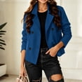 thumbnail image 7 of Mifsaly Womens Cropped Trench Jackets Notched Lapel Double Breasted Wool Coats Fall Winter Fashion Stylish Going Out Dating Shopping Work Office Casual Outfits Navy,M, 7 of 7