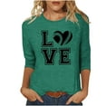 thumbnail image 2 of Gamivast Game Day Shirts Women Football Plus Size 3/4 Sleeve Baseball Love Heart Graphic Tops Trendy Crewneck Drop Shoulder Blouses Funny Superbowl Outfits, 2 of 5