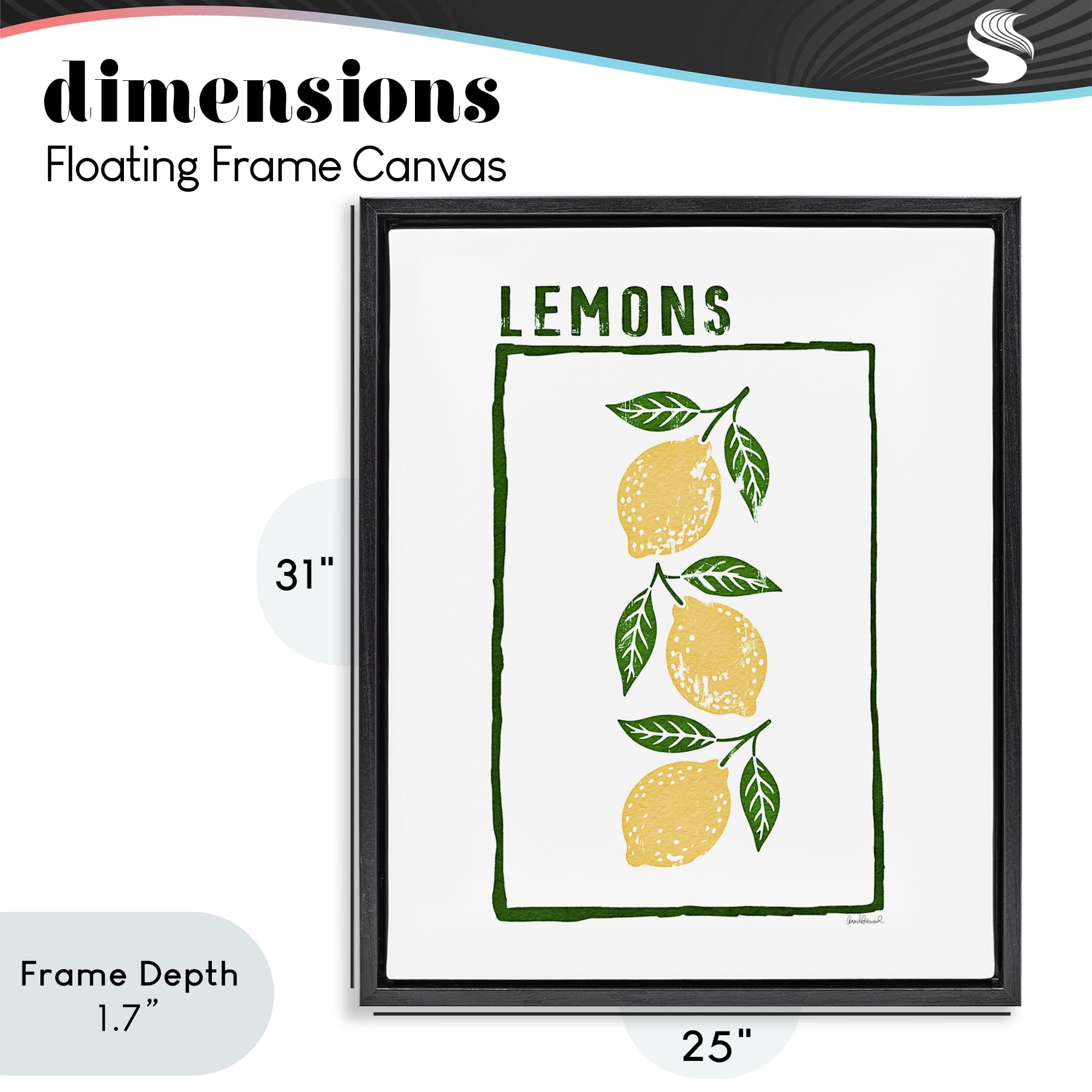 Stupell Industries Tasty Summer Lemons Black Framed Floater Canvas Wall Art, design by Amanda Greenwood