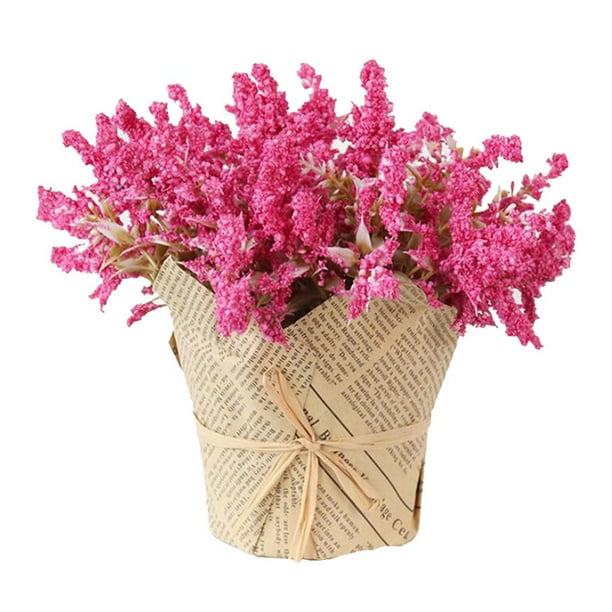 Lavanda artificial Gypsophila Cabezas de flores Decoración de bricolaje Rosa roja