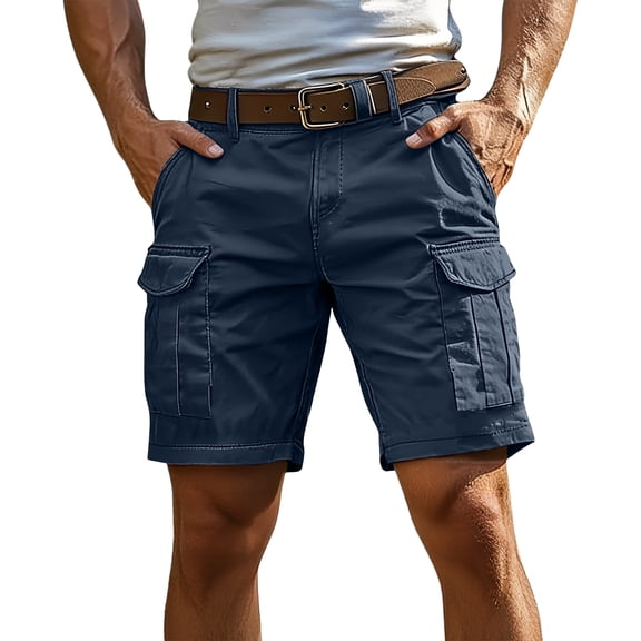 Mens Cargo Shorts 7 Inch Inseam Elastic Waist Stretch Work Shorts Relaxed Fit Hiking Chino Short Multi Pockets