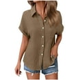 thumbnail image 4 of Scyoekwg Womens Short Sleeve Shirts Womens Summer Fashion Ladies Blouses Dressy Casual Trendy Comfy Clothes Womens Going Out Outfits Short Sleeve Tops Loose, 4 of 7