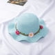 thumbnail image 4 of Sombrero de verano para niños con circunferencia de 51-52 cm, sombrero de paja con flores, sombrero grande para lavabo, sombrero de paja para playa con protección solar, 4 of 5