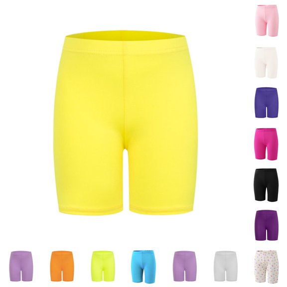 SUXIAN Girl Leggings Summer Elastic Waist Casual Comfortable Play Outfit Toddler Kids Athletic Breathable Soft Girls Leggings Yellow 11-12 Years
