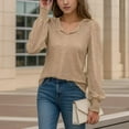 thumbnail image 4 of Weardear Womens Dressy Tops Puff Sleeve Casual Tunic Tops V Neck Keyhole Shirt Pleated Work Blouses 2024 Fall Clothes, 4 of 6