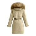 thumbnail image 4 of Women Zipper Plush Hooded Coat Women's Outerwear Down Cotton Mid-length Padded Long Sleeve Hooded Stand Cotton-padded Collar Coats Plus Size Hooded Sweater Cardigan Plush Hooded Jacket Tops, 4 of 4