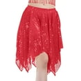 thumbnail image 2 of Levmjia Women Midi Skirt Solid Color Polyester Casual Highlight Dance Performance Skirt With Elastic Waist Irregular Hem Party Vacation Wear, 2 of 3