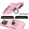 thumbnail image 4 of Hisdou Case for iPhone 15 Pro with Ring Stand, 360° Rotatable Ring Holder Magnetic Kickstand, Heavy Duty Shockproof Cover Women Men Luxury Protective Phone Case for iPhone 15 Pro 6.1", Pink, 4 of 6