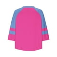 thumbnail image 5 of FAHXNVB Plus Size Tops for Women Fall Lightweight 3/4 Sleeve Shirts Crew Neck Casual Loose Color Block Tunic Blouse,XXXXL,Hot Pink, 5 of 5