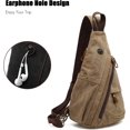 thumbnail image 4 of （Marrón）Bolso de pecho retro para hombre, mochila para mujer, bolso bandolera de lona, ​​bolso bandolera para negocios, universidad, escuela, ciclismo, camping, viajes, 4 of 5