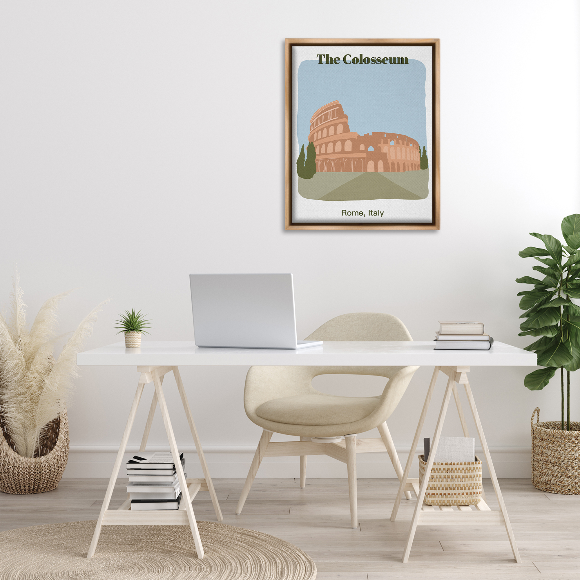Stupell Industries The Colosseum Architecture Town & City Painting Brown Floater Framed Art Print Wall Art, 25 x 31