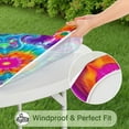 thumbnail image 5 of Colorful Rainbow Tie Dye Spiral Pattern Round Fitted Tablecloth with Elastic Edge,Dining Table Cover Waterproof,Outdoor Round Tablecloth for Camping,Dining,Indoor and Outdoor, 5 of 7