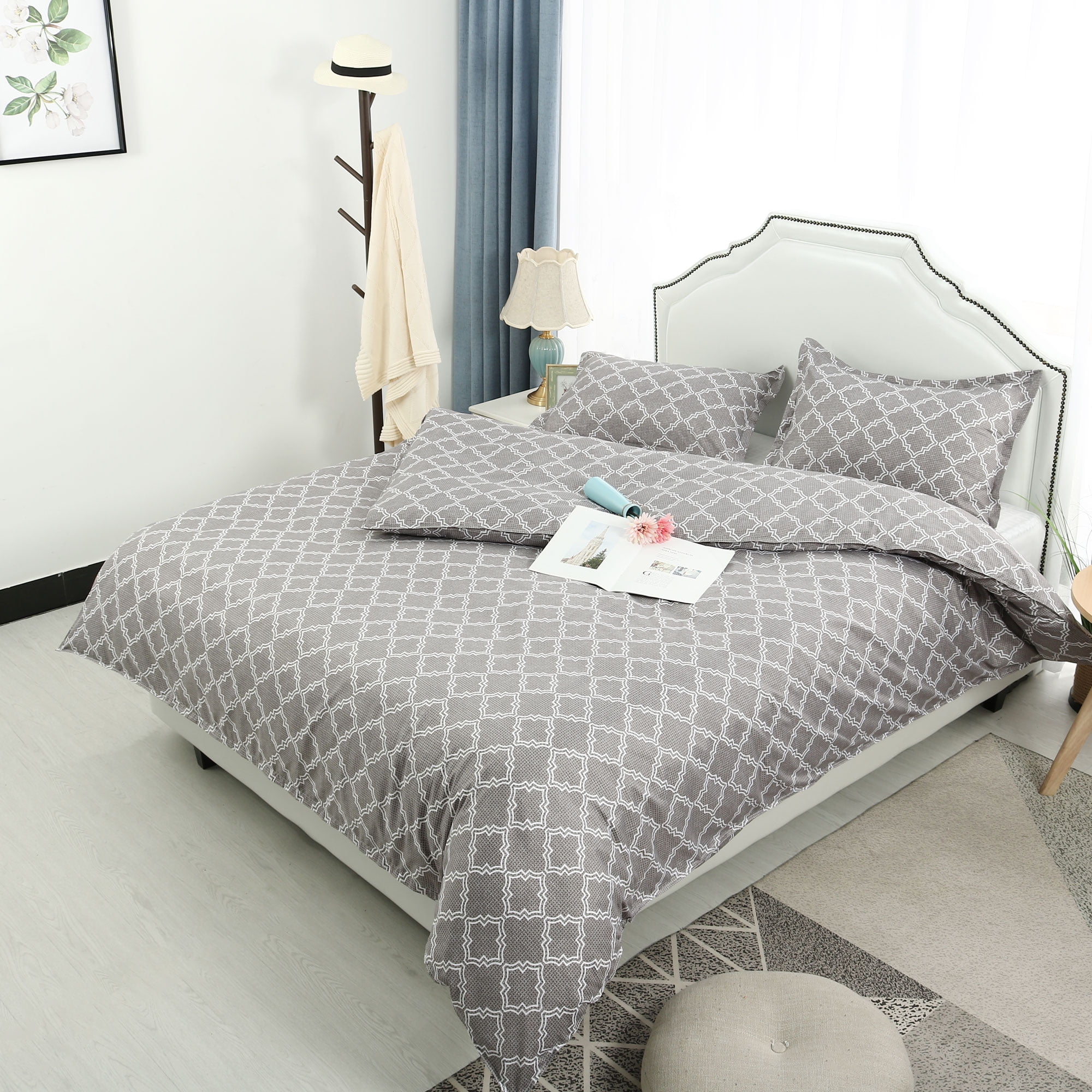 3pcs Duvet Cover Set Elegant Lattice Pattern with Pillow ...