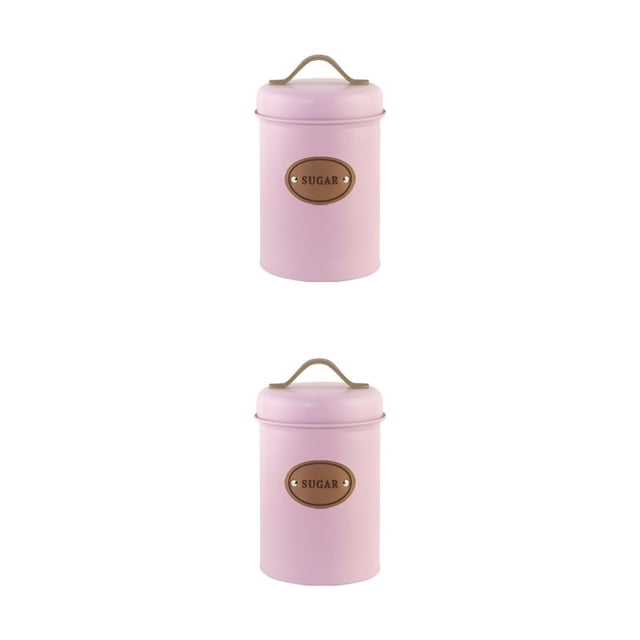 Ruiboury Metal Food-Grade Canisters Versatile And Eco-Friendly Kitchen Storage Solution Space-Saving Kitchen Storage Jars Pink sugar 2Set