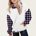 thumbnail image 2 of Teyfeniy Toddlers Kids Unisex Plaid Hoodies Long Sleeve Hooded Comfy Fashion Pullover Sweatshirts Loose Casual Going out Activity Color Block Cute Tops for Boys Girls, for 3 to 14 Years, 2 of 6