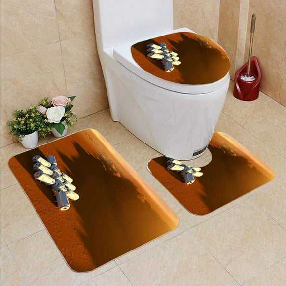 EREHome Mars Exploration Mission Spaceship modules Surface 3 Piece Bathroom Rugs Set Bath Rug Contour Mat and Toilet Lid Cover