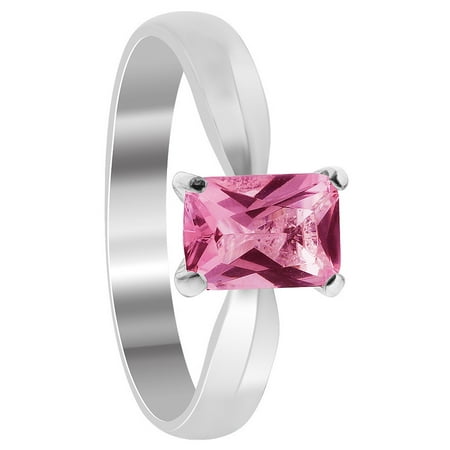 - Gem Avenue 925 Sterling Silver Pink Color Cubic Zirconia Solitaire Ring