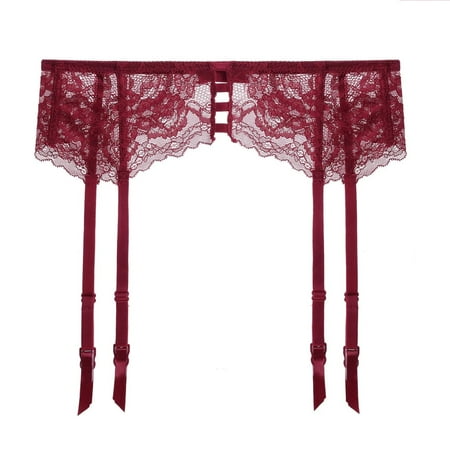 Sexy Lingerie For Women Lace Garter Belts/Sexy Mesh Suspender Belt With Four Straps Metal Clip For Women S Stockings Red Women s Intimates XL