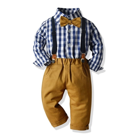 JCCXIN Toddler Kids Baby Boy Clothes Sets Suit Boys Formal Dress Shirt Bowtie Suspender Pants Gentleman Wedding Outfit Sets Lovely Dailywear