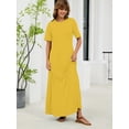 thumbnail image 6 of Chiclily Women's Summer Short Sleeve Maxi Dress with Pockets - Soft Casual Loose Long Boho Sundress for Beach & Vacation, Yellow Size XL, 6 of 7