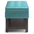 thumbnail image 3 of Banc d'Appoint de Rangement Cosmopolitan 44" avec Fond Ouvert en Tissu Velours Aqua, 3 of 10