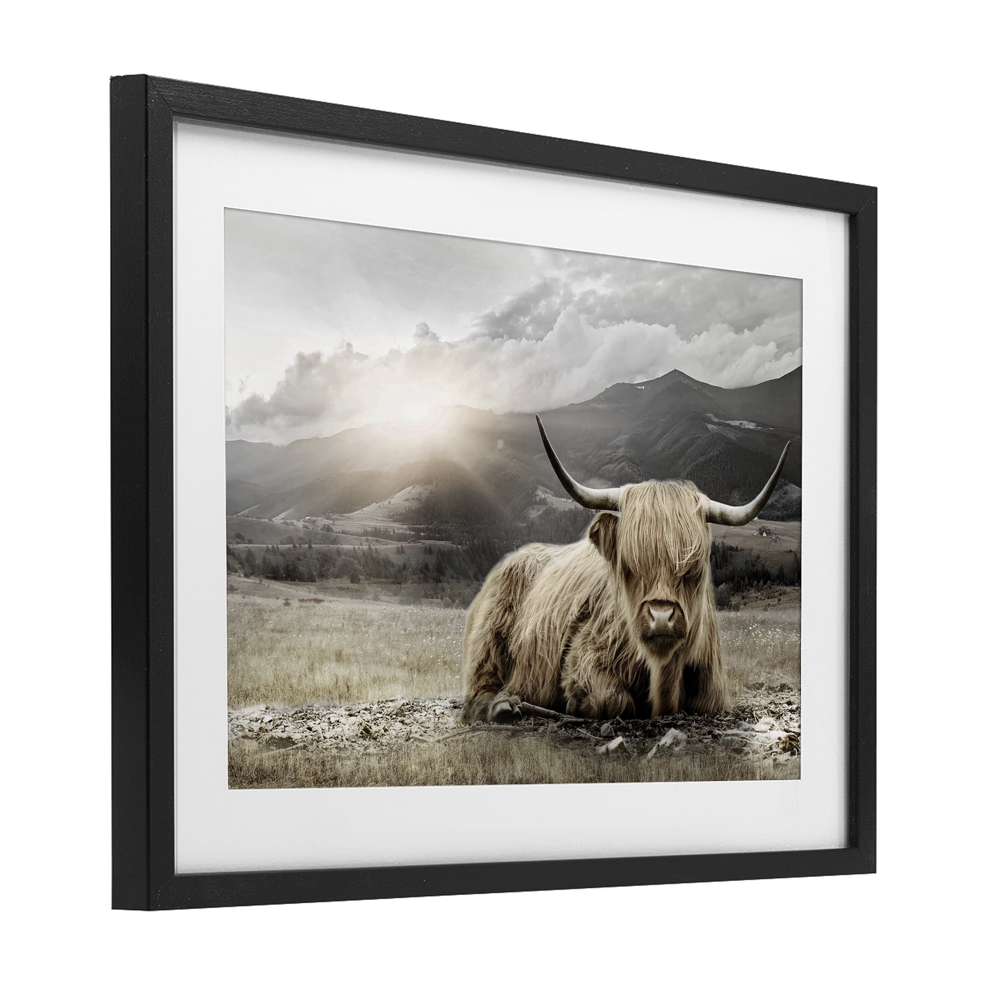 Stupell Industries Cattle Resting in Morning Sun Black Framed Print Under Glass, design by CAD Designs