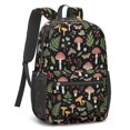 thumbnail image 2 of Mushroom and Moth Black Pattern 17" School Backpacks for Teens,Waterproof Oxford Fabric,S-Shape Padded Straps for School,Travel,Hiking,Camping, 2 of 6